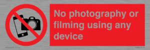 No photography or filming using any device